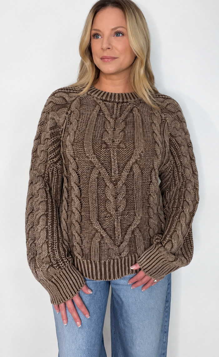Countryside Cotton Sweater-Brown