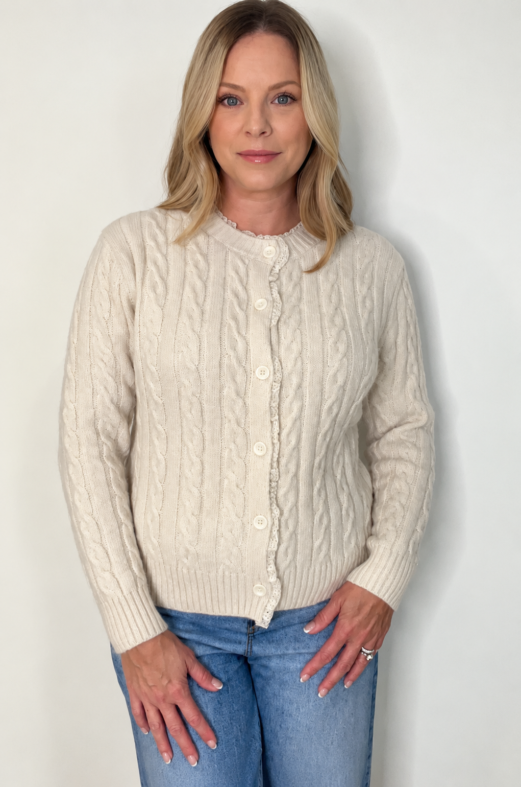 The Village Cardigan-Ivory