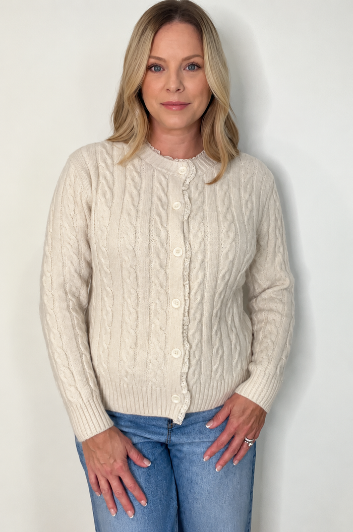 The Village Cardigan-Ivory