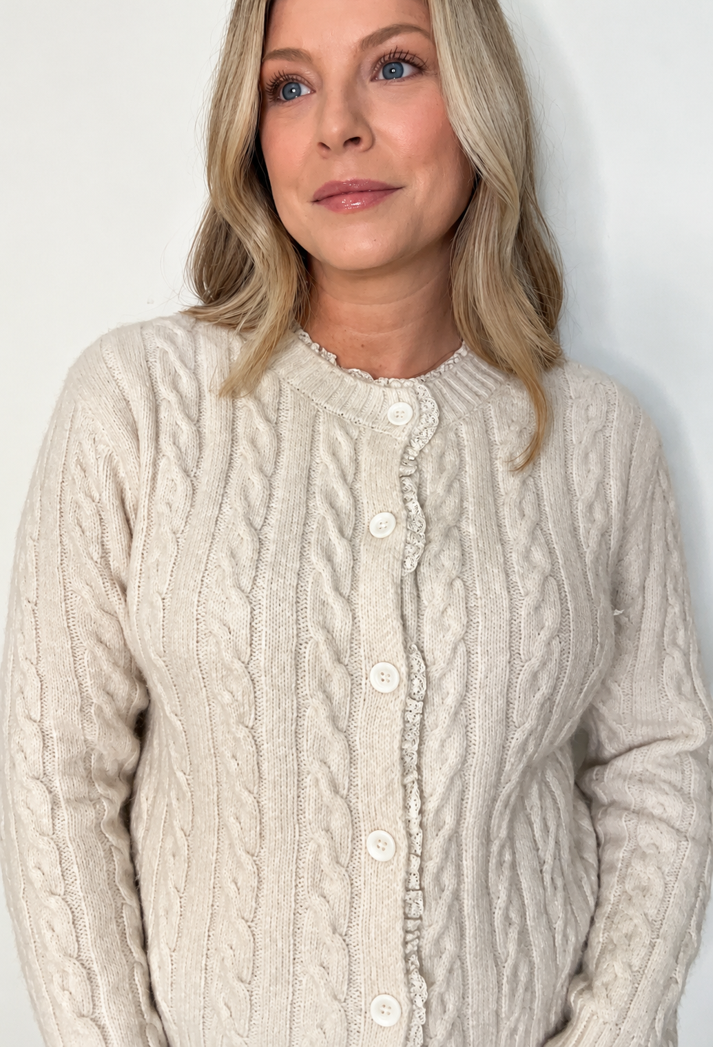 The Village Cardigan-Ivory