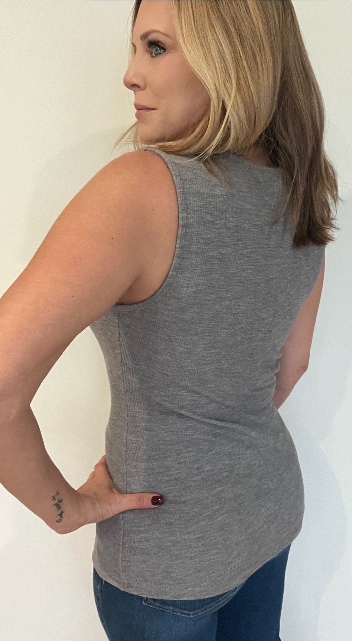 Tailored Ribbed Vest-Grey-Final Sale