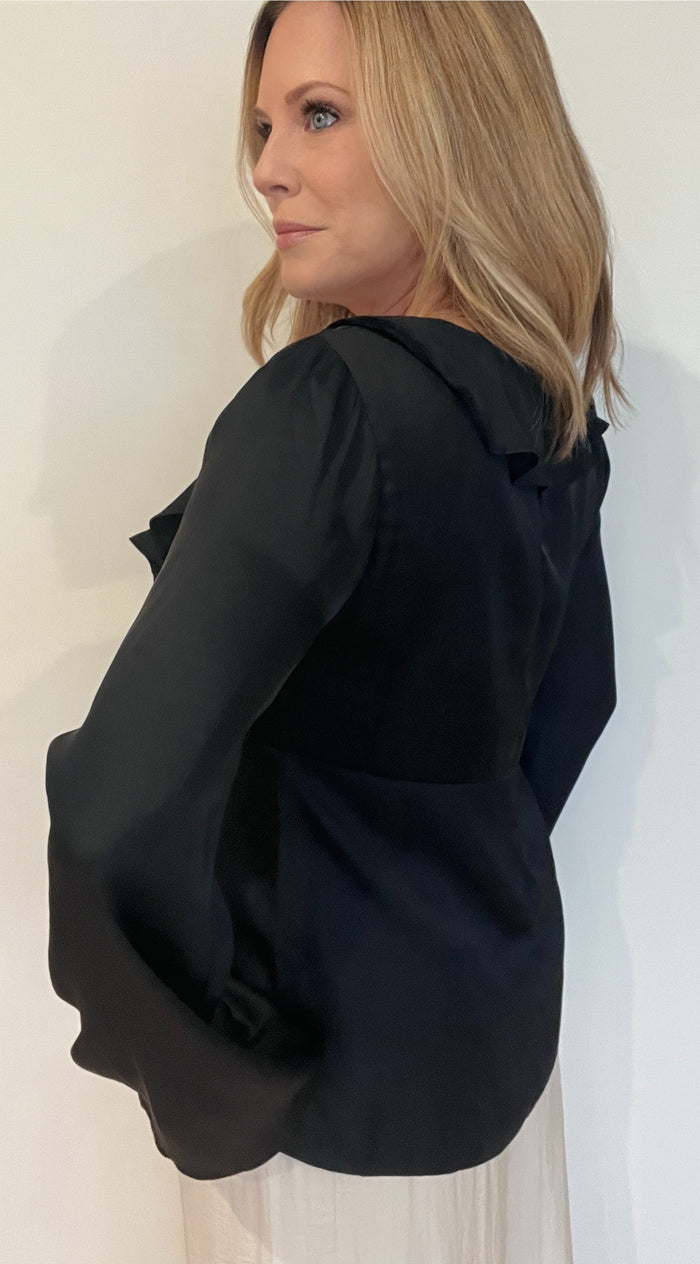 Seleste Satin Top-Black-Final Sale