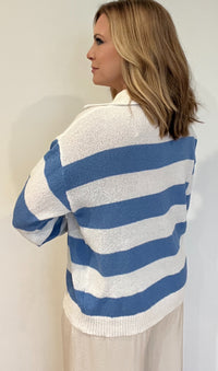 Spring Lines Sweater-Blue/White-Final Sale
