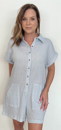 Surfrider Cotton Romper-Light Blue