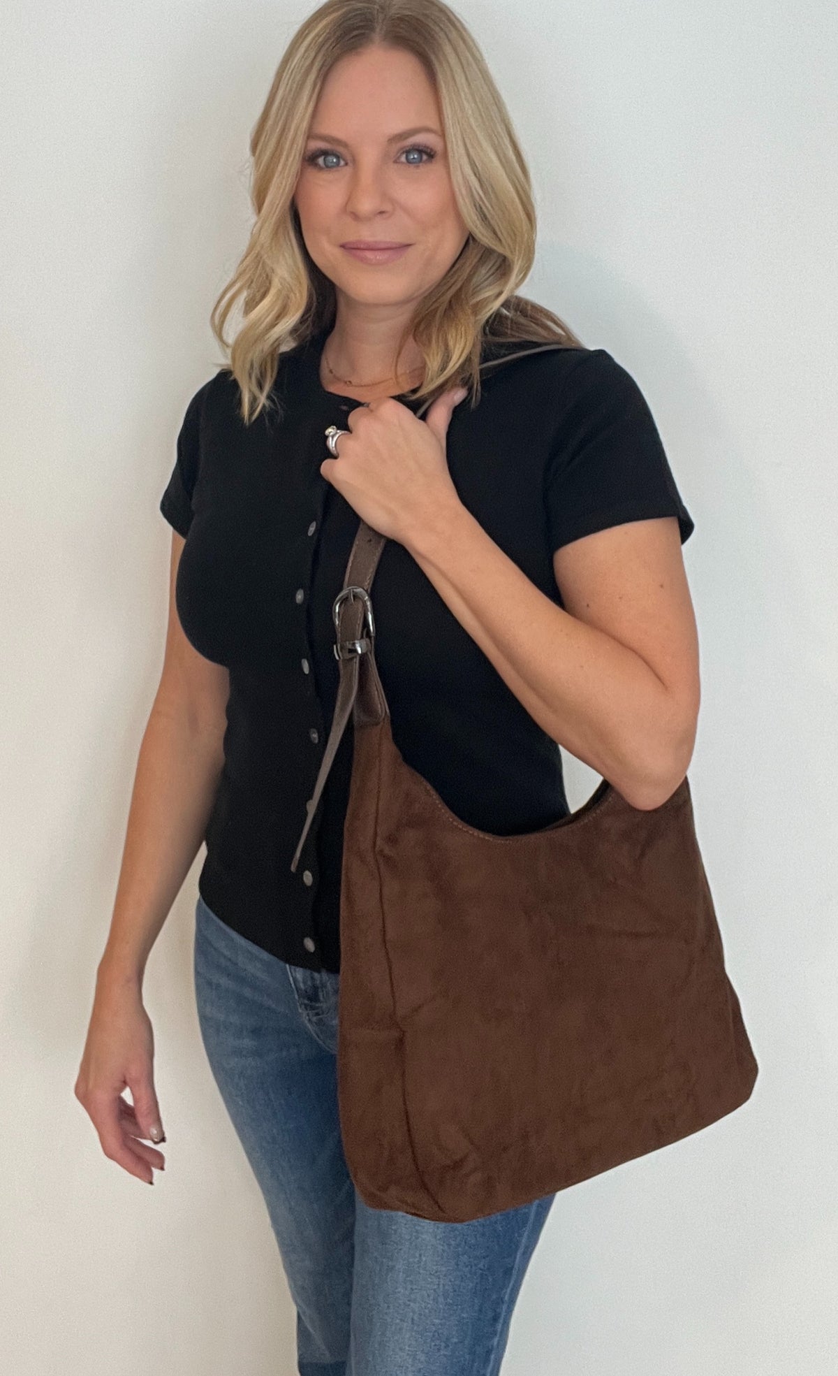 Sully Suede Hobo Bag-Brown-Final Sale