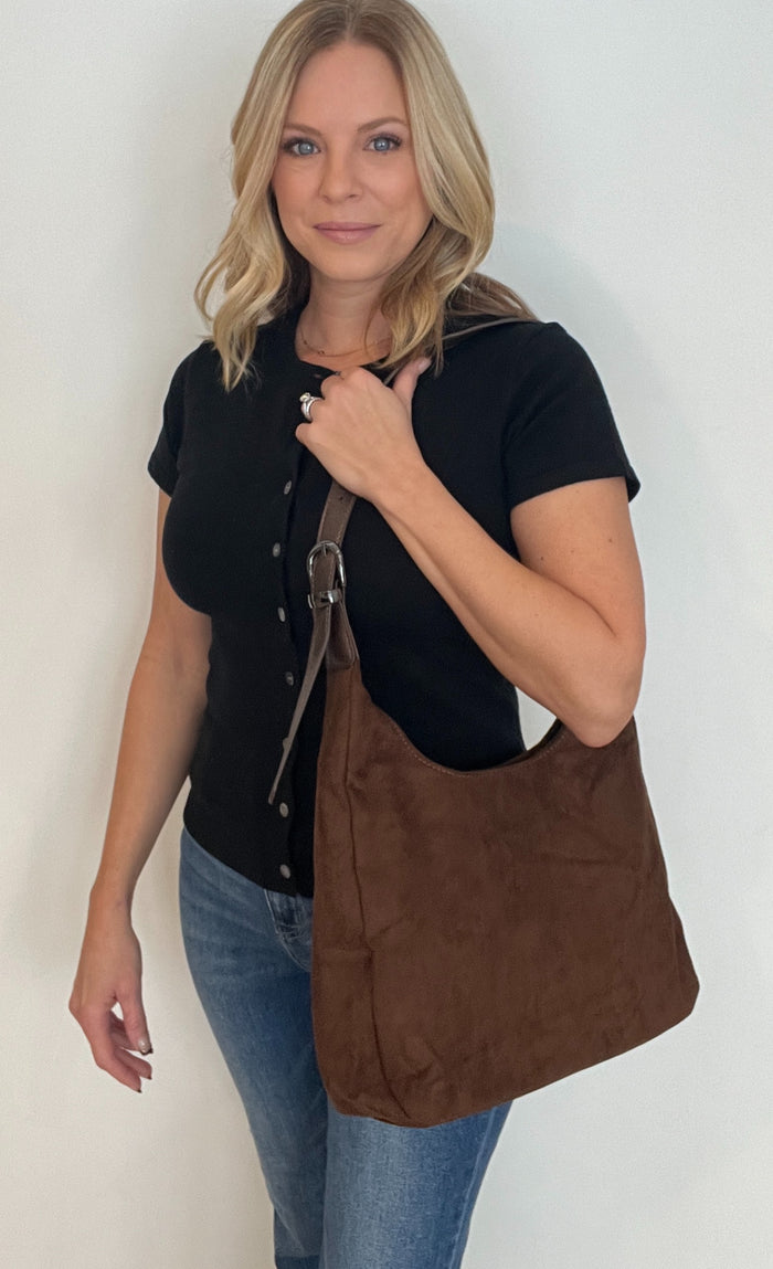 Sully Suede Hobo Bag-Brown-Final Sale