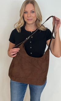 Sully Suede Hobo Bag-Brown-Final Sale