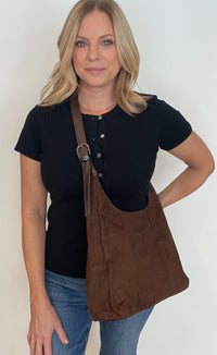 Sully Suede Hobo Bag-Brown-Final Sale