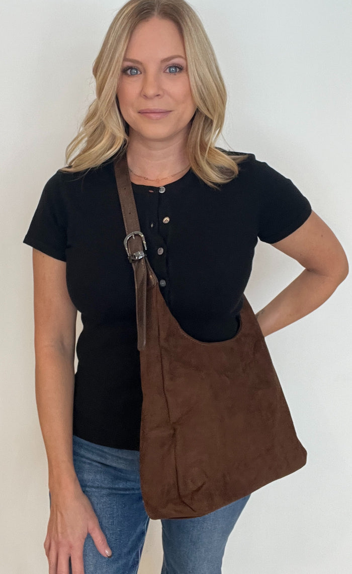 Sully Suede Hobo Bag-Brown-Final Sale