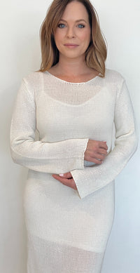 Tuscan Knit Maxi Dress-Cream-Final Sale