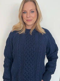 Harborline Cable Knit Sweater-Navy