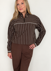 On The Move Jacket-Chocolate/White Stripe