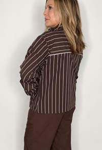 On The Move Jacket-Chocolate/White Stripe
