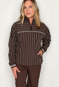 On The Move Jacket-Chocolate/White Stripe