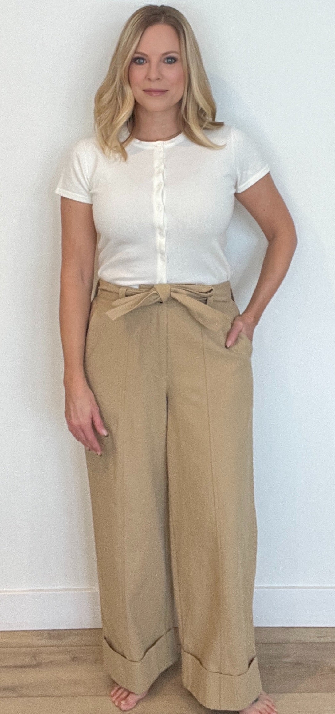 Macy Cotton Pants-Khaki-Final Sale