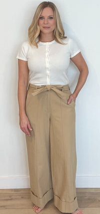 Macy Cotton Pants-Khaki-Final Sale