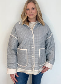 Gingham Jacket-Blue/Cream