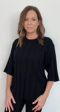 Beachcomber Cotton Ribbed Top-Black-Final Sale