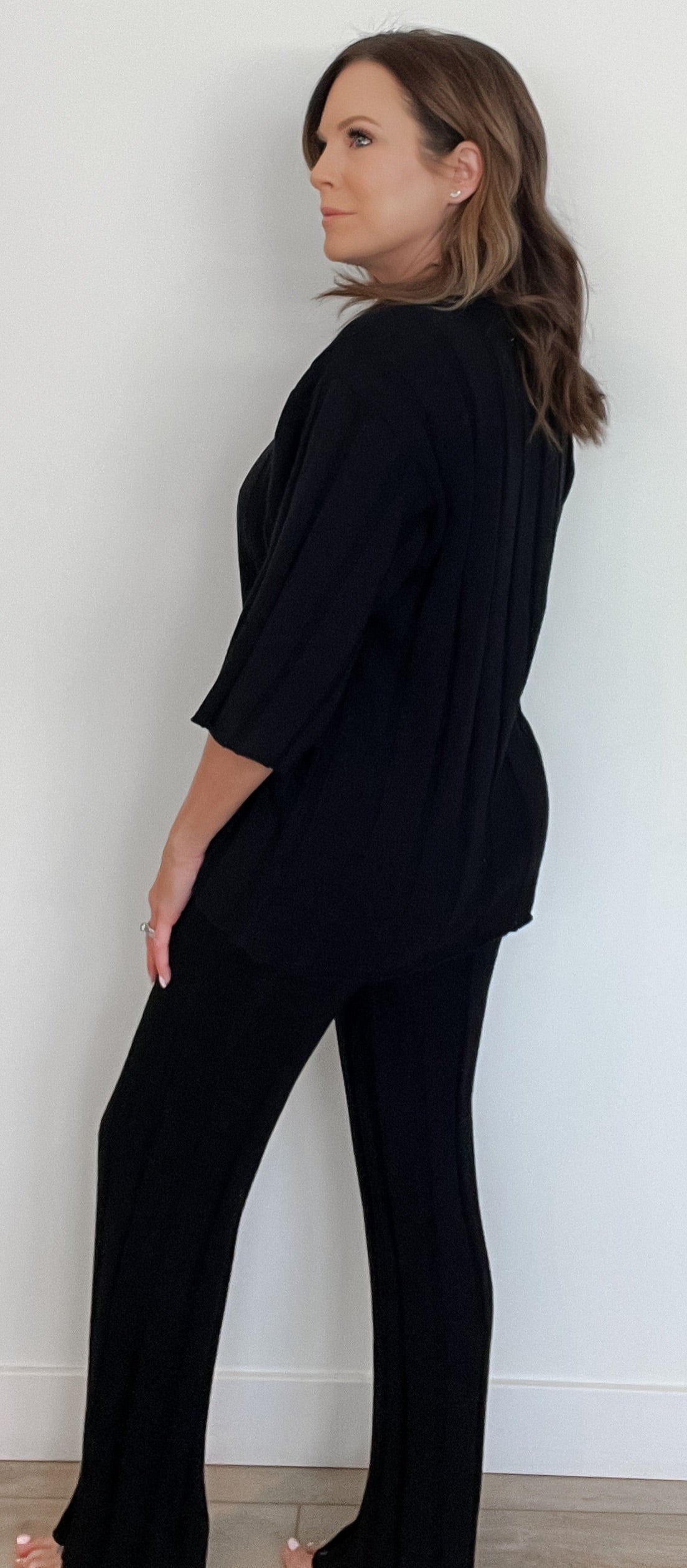 Beachcomber Cotton Ribbed Pant-Black-Final Sale