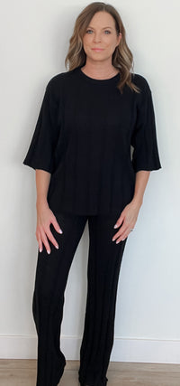 Beachcomber Cotton Ribbed Pant-Black-Final Sale