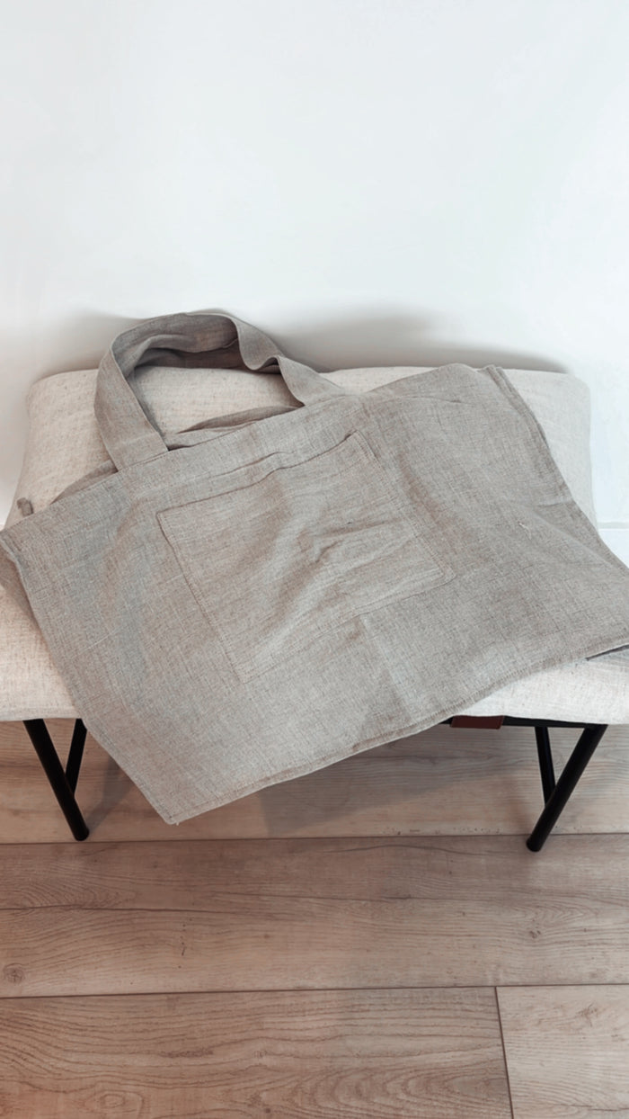 Beach Day Linen Tote-Natural