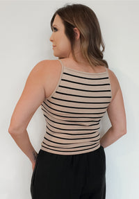 Beachside Tank-Beige/Black