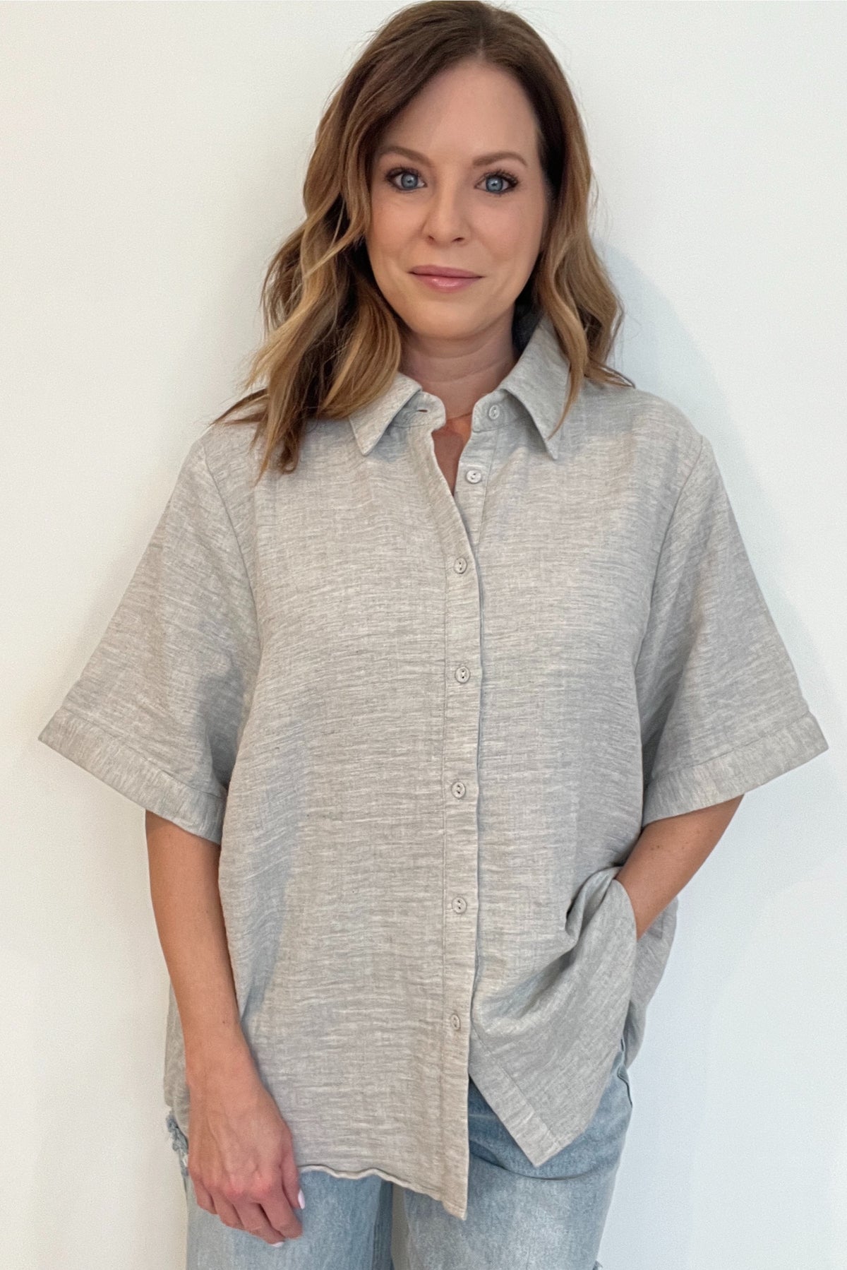 Grey Skies Cotton Top-Final Sale