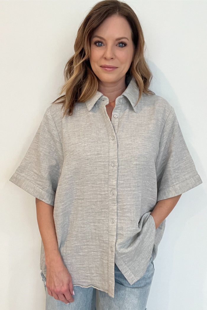 Grey Skies Cotton Top-Final Sale