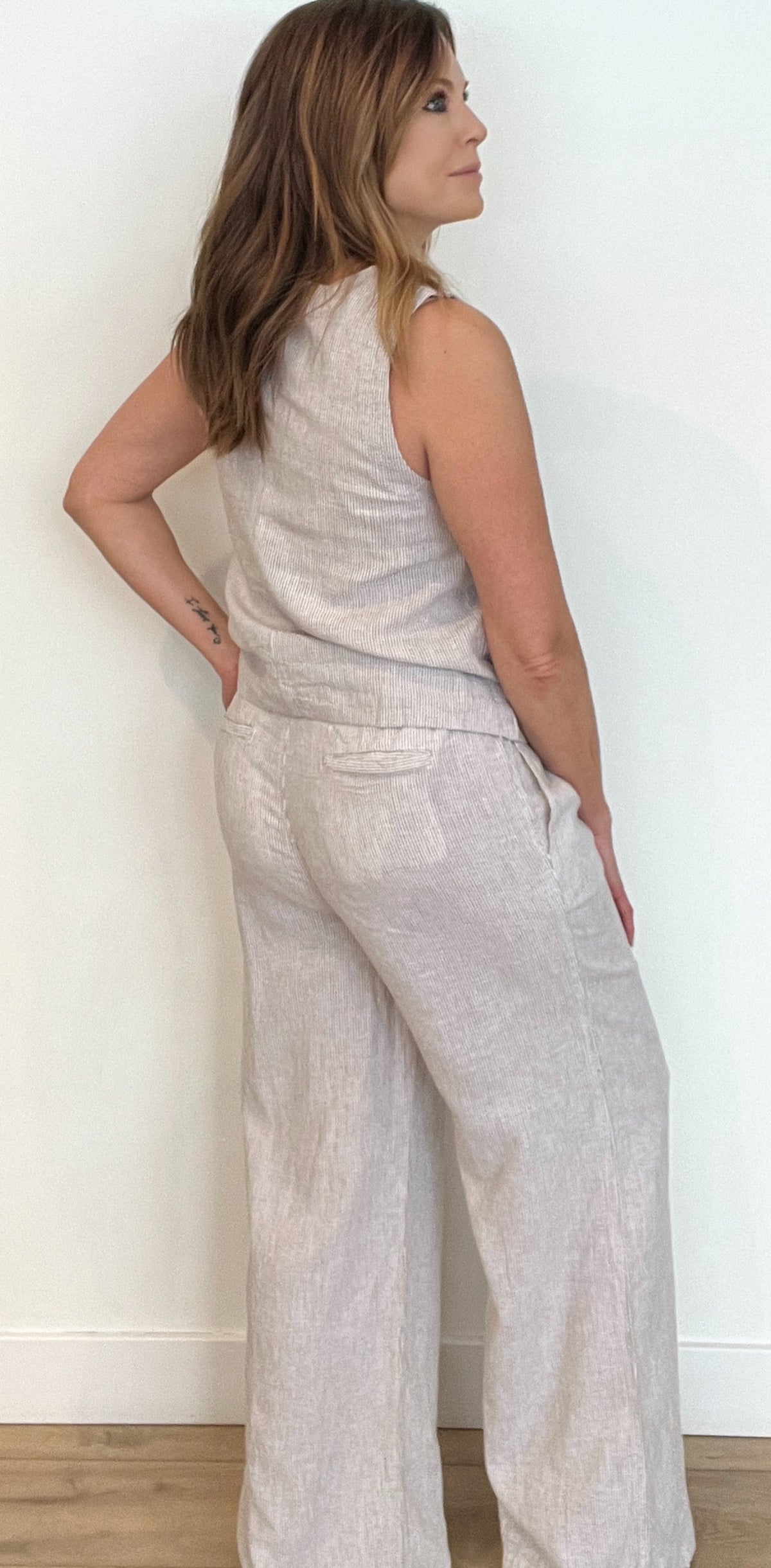 Ocean Breeze Linen Blend Pants- White Oak