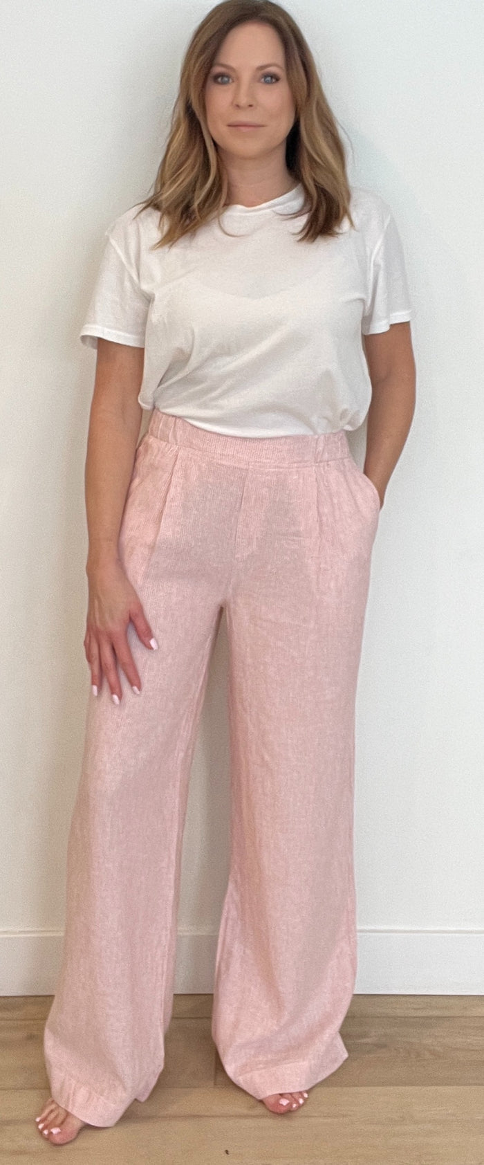 Ocean Breeze Linen Blend Pants-White Clay