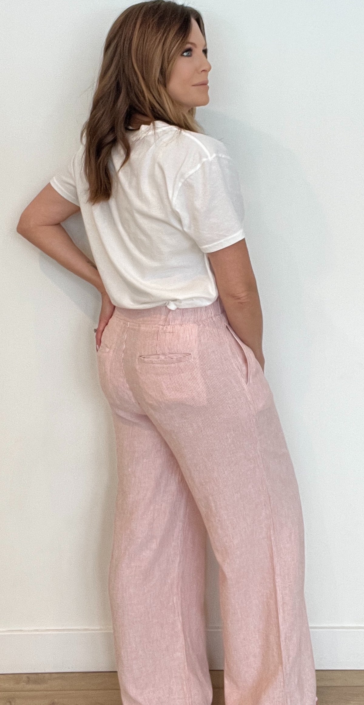 Ocean Breeze Linen Blend Pants-White Clay