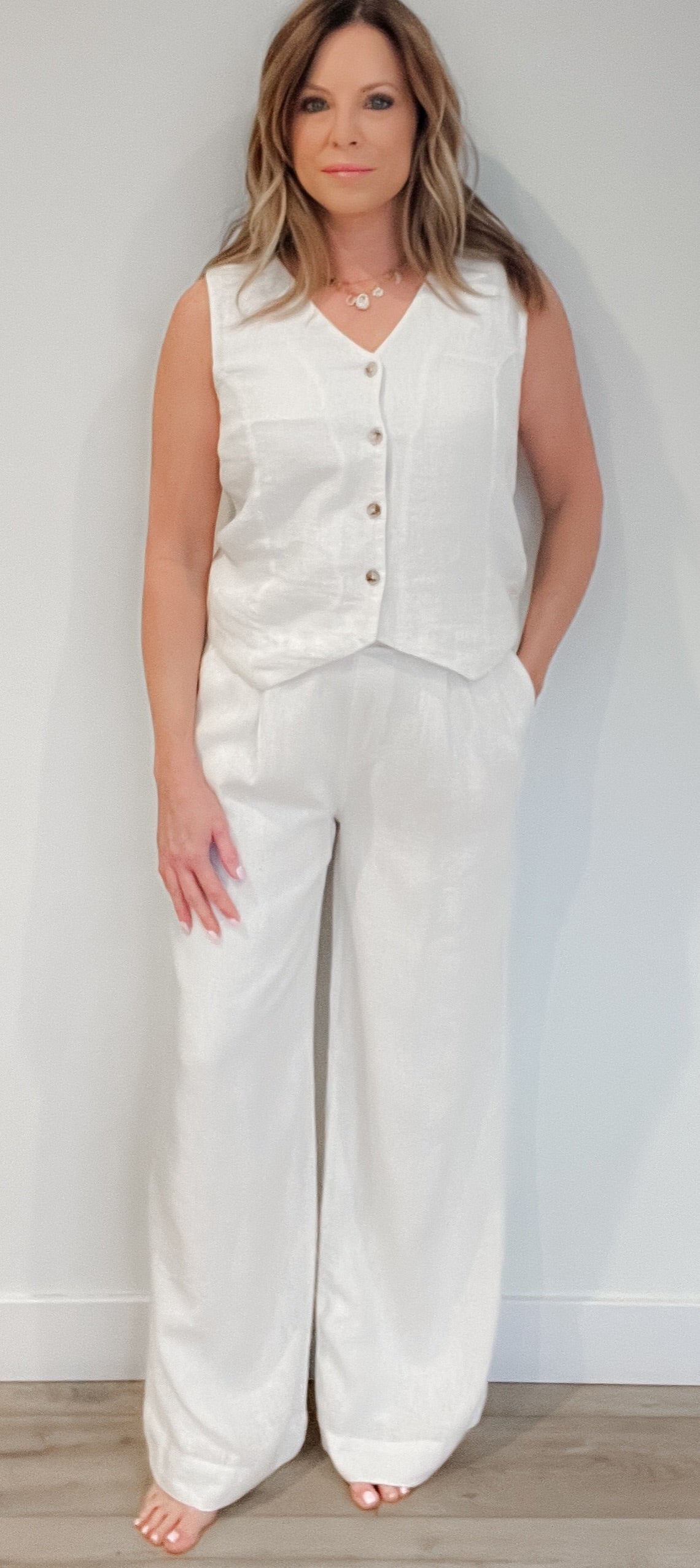 Ocean Breeze Linen Blend Pants-White