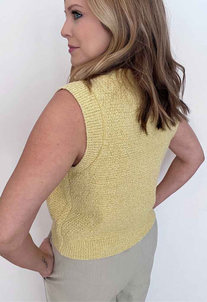 Shell Knit Tank-Mustard-Final Sale