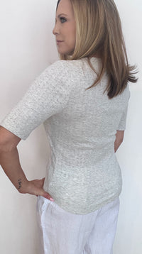 Misty Pointelle Tee-Light Grey-Final Sale