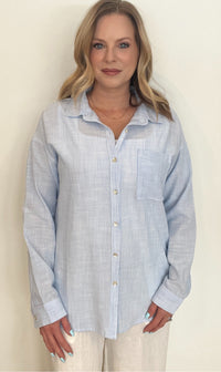 Cool Breeze Button Down-Blue-Final Sale