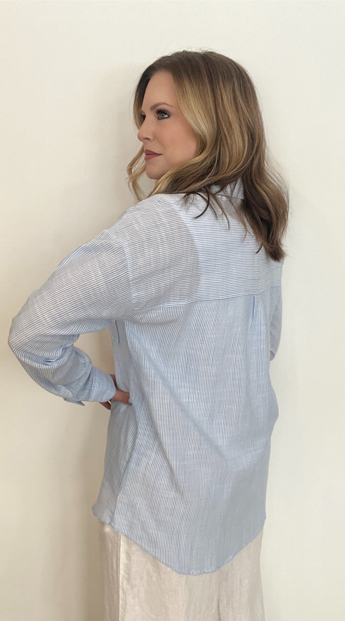 Cool Breeze Button Down-Blue-Final Sale