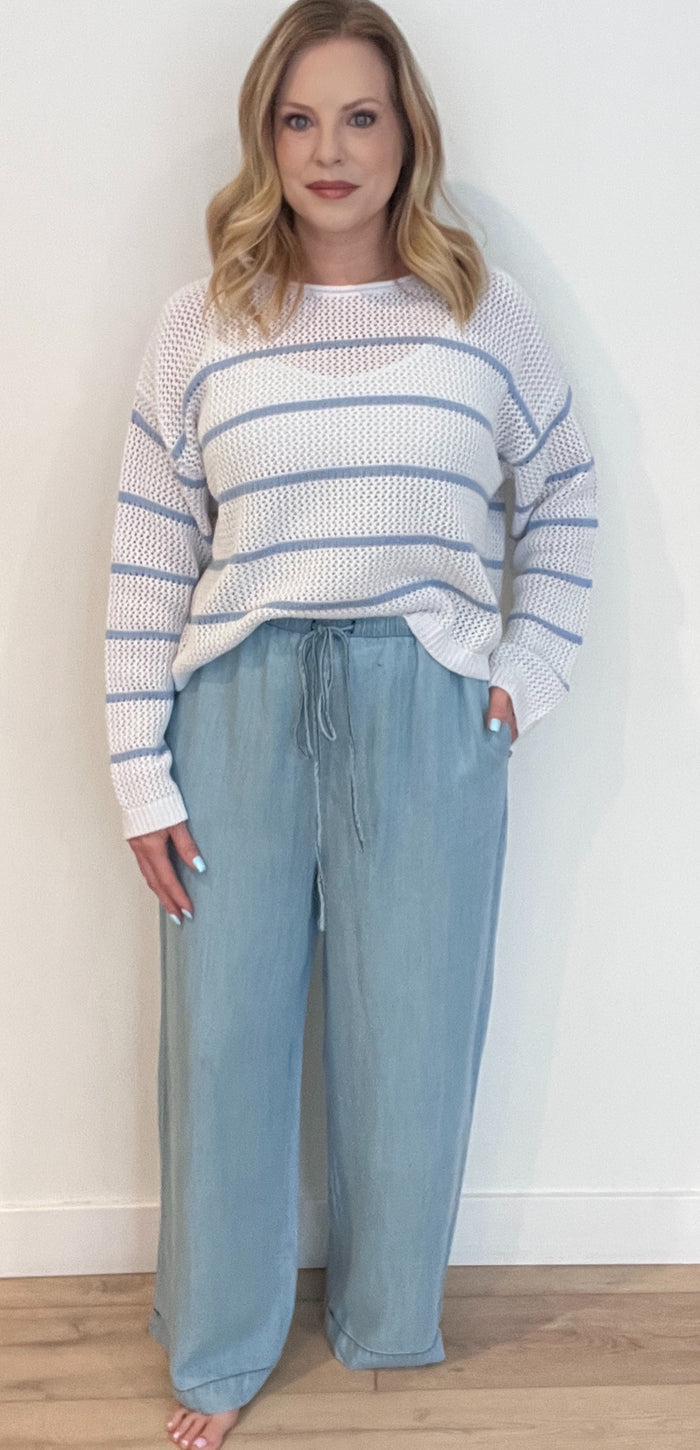 Easy Flow Pants-Light Chambray