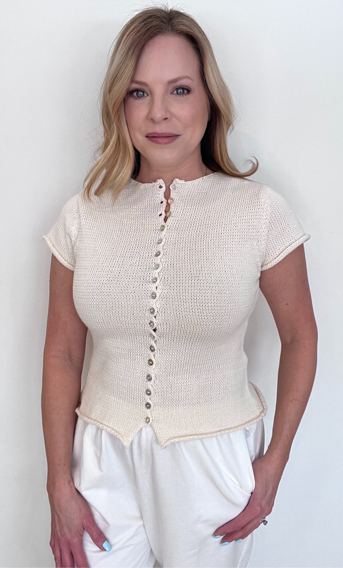 Spring Knit Top-Ivory