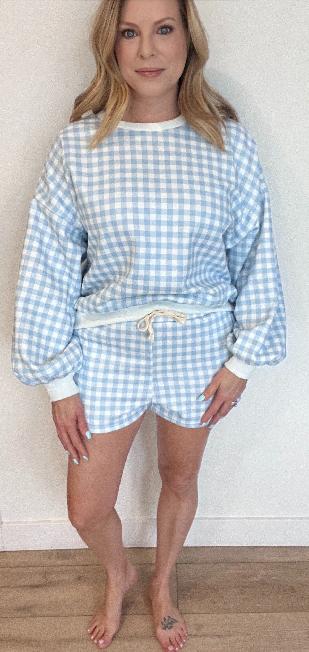 Sunday Gingham Lounge Set-Blue-Final Sale