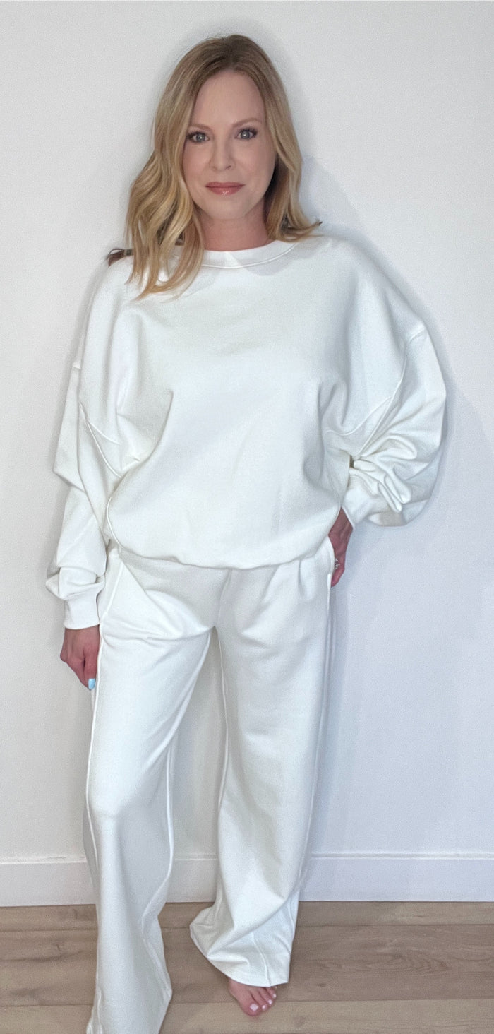 The Lounge Cotton Sweatpants-White-Final Sale