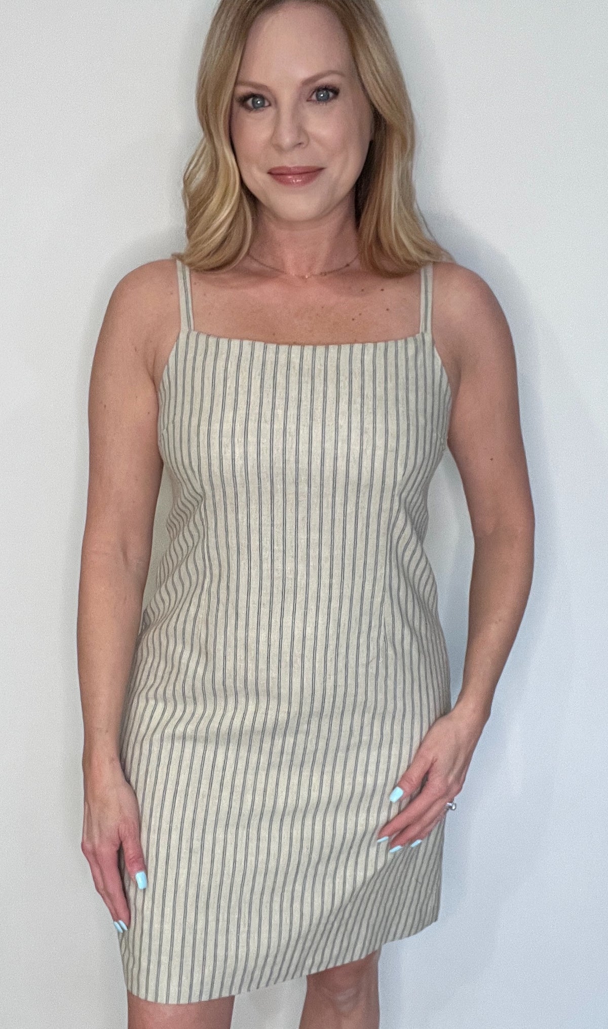 Tawny Dress-Oatmeal/Blue