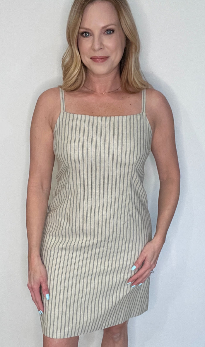 Tawny Dress-Oatmeal/Blue