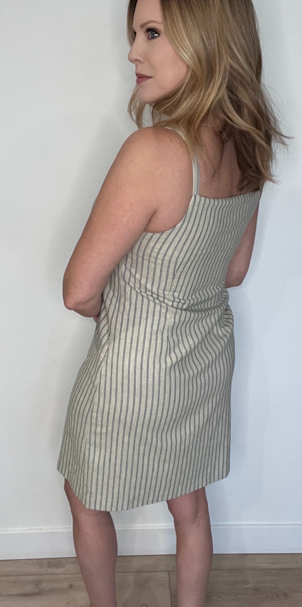 Tawny Dress-Oatmeal/Blue