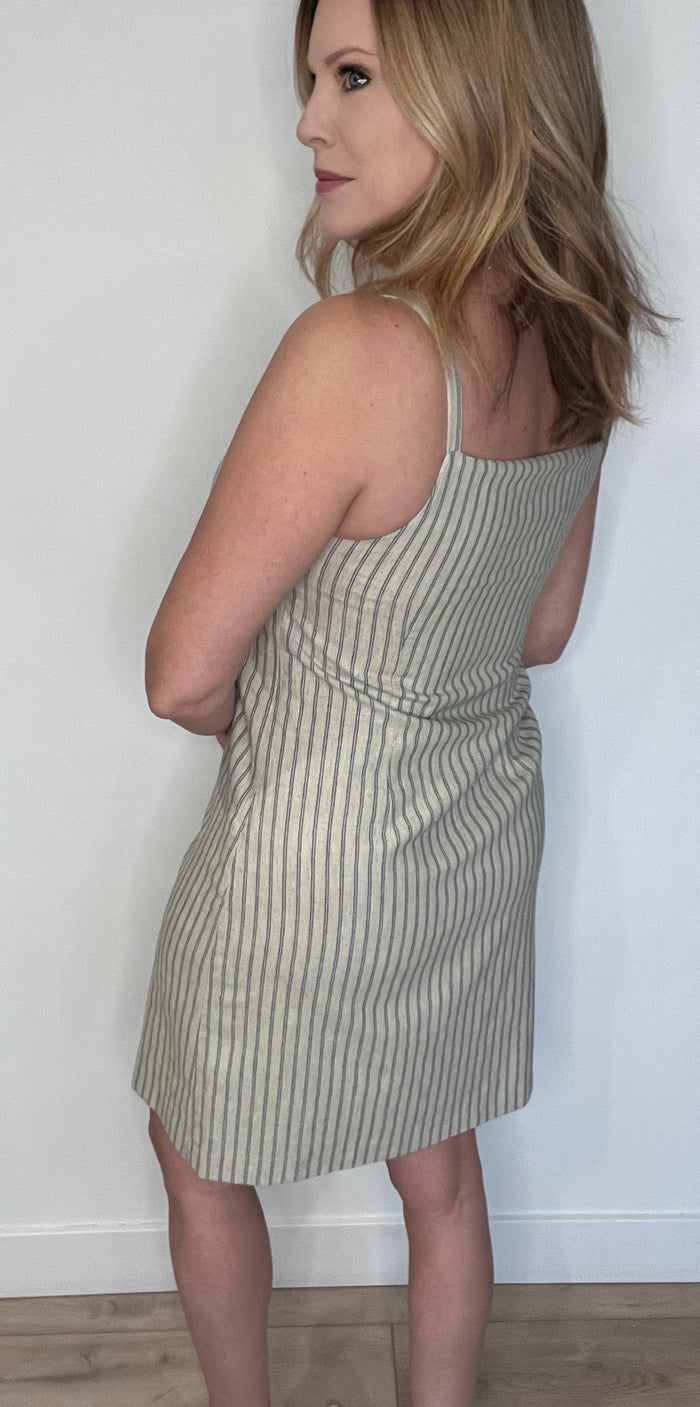 Tawny Dress-Oatmeal/Blue