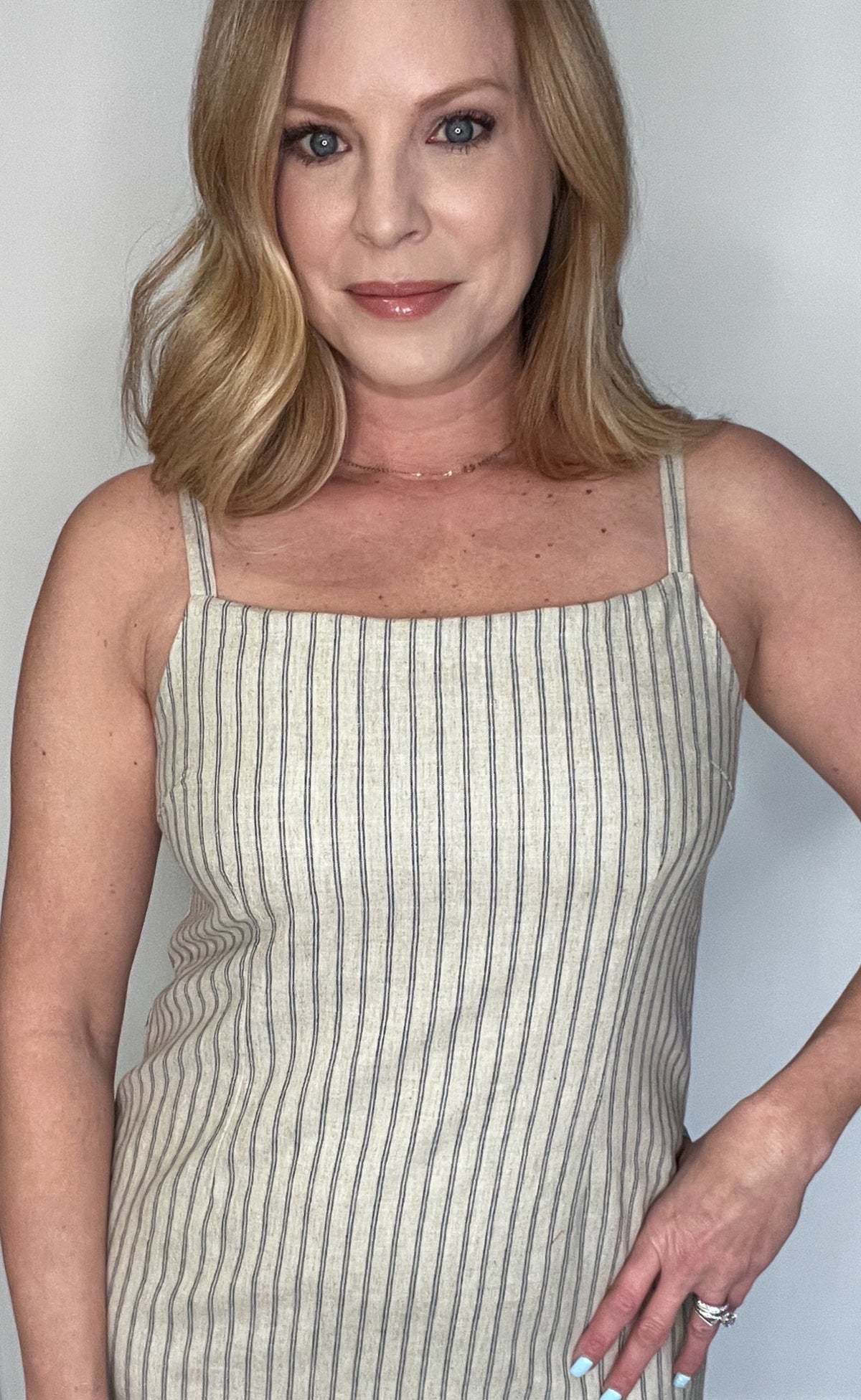 Tawny Dress-Oatmeal/Blue