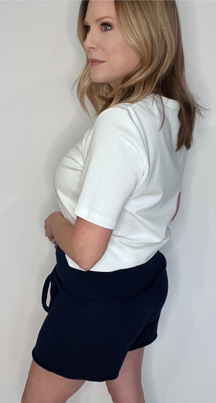 Spring Knit Shorts-Navy