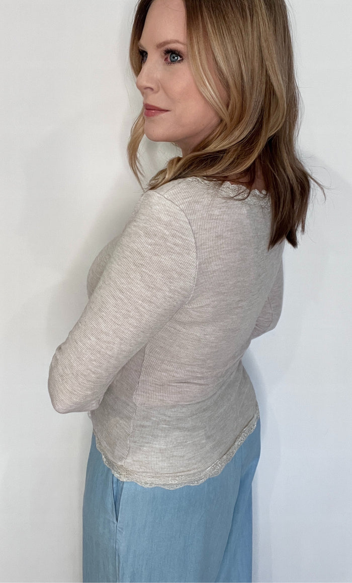 Harbor Lace Top-Oatmeal-Final Sale