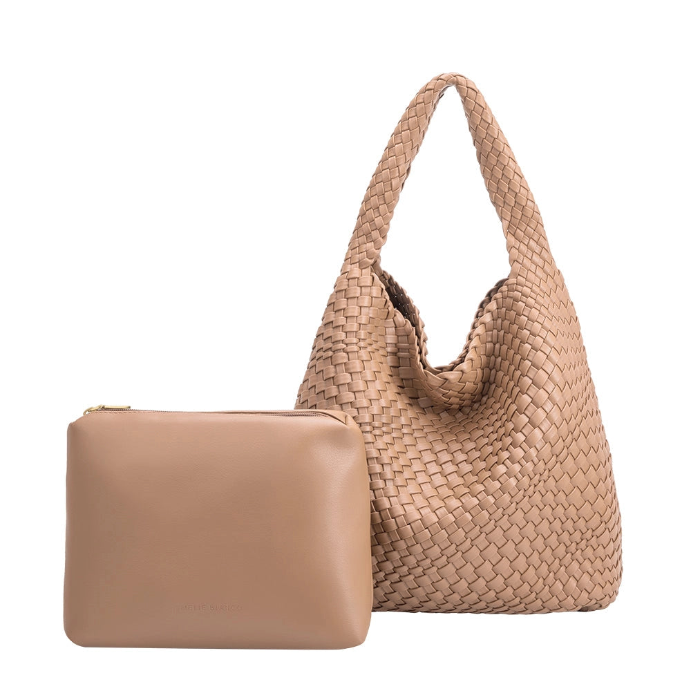 Johanna Woven Vegan Leather Tote-Nude -Final Sale