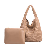 Johanna Woven Vegan Leather Tote-Nude -Final Sale