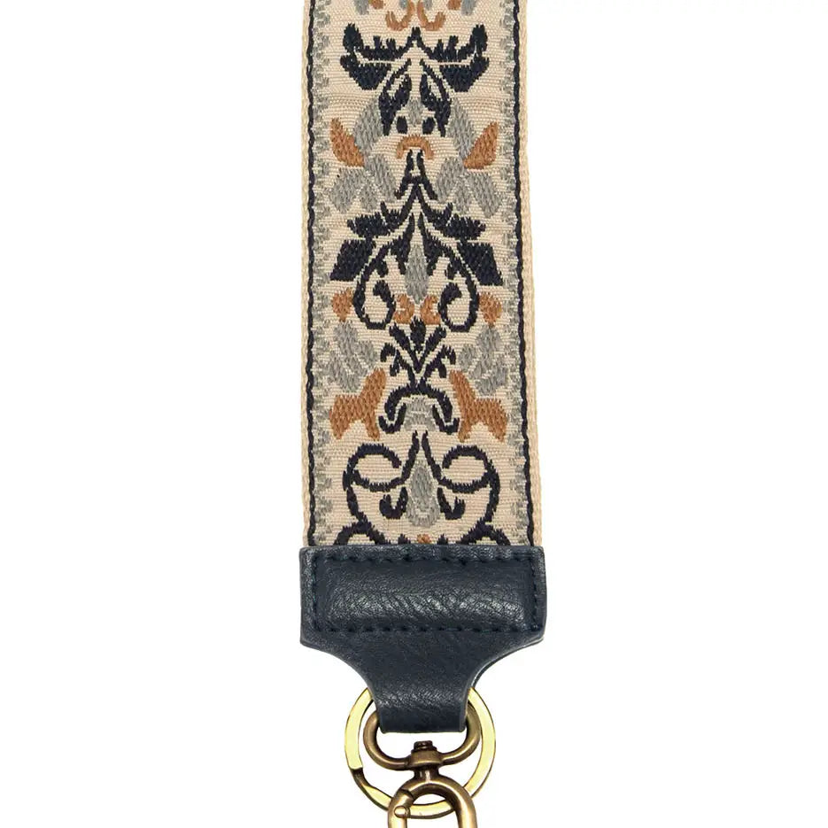Floral Wristlet Strap-Navy